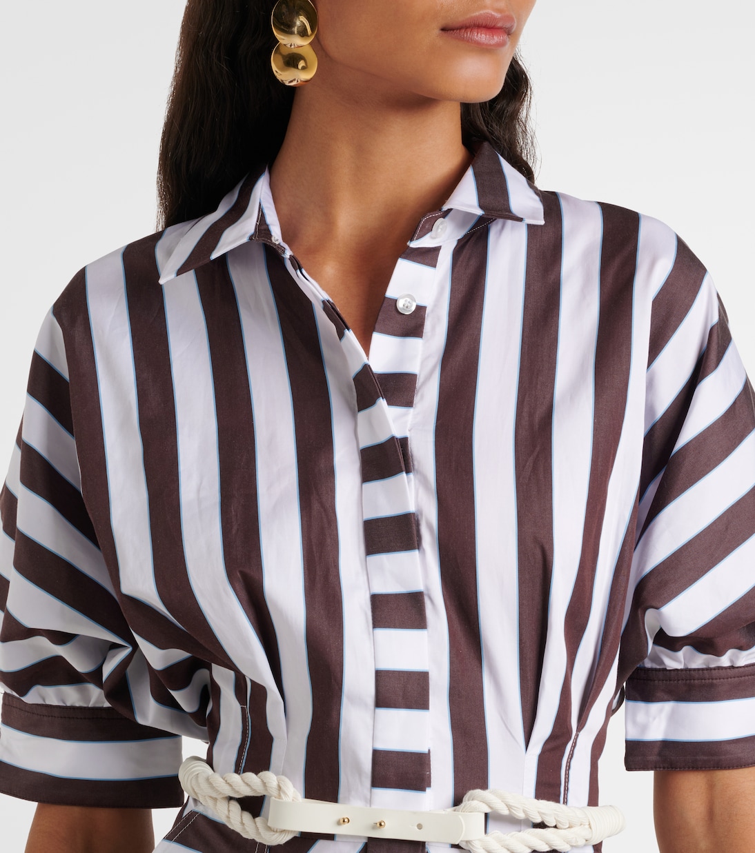 Abito corto Pippa in cotone a righe | Rebecca Vallance