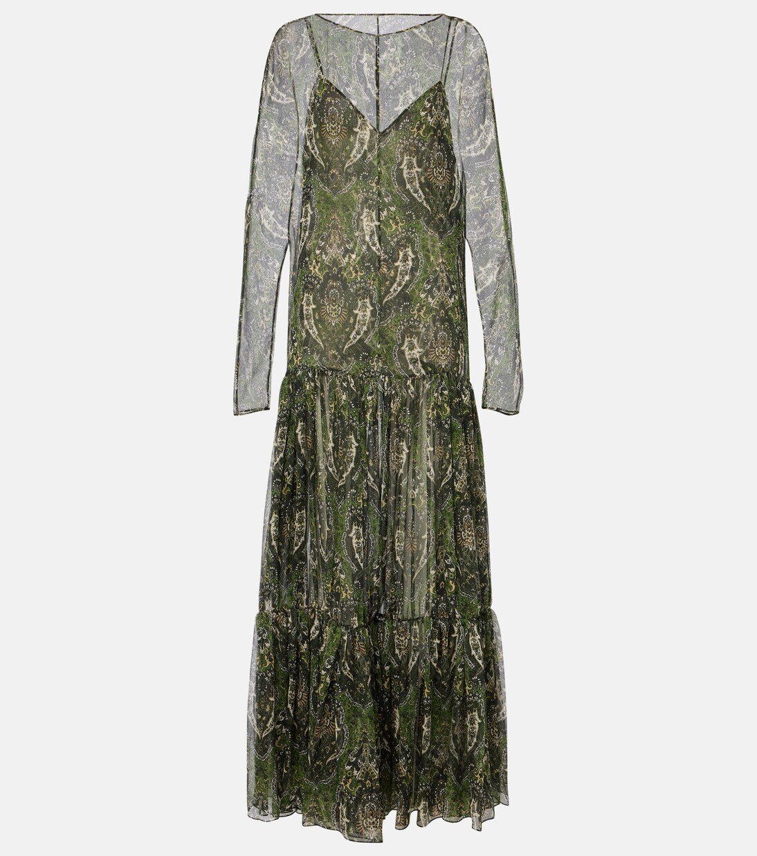 Paisley silk crépon maxi dress | Saint Laurent
