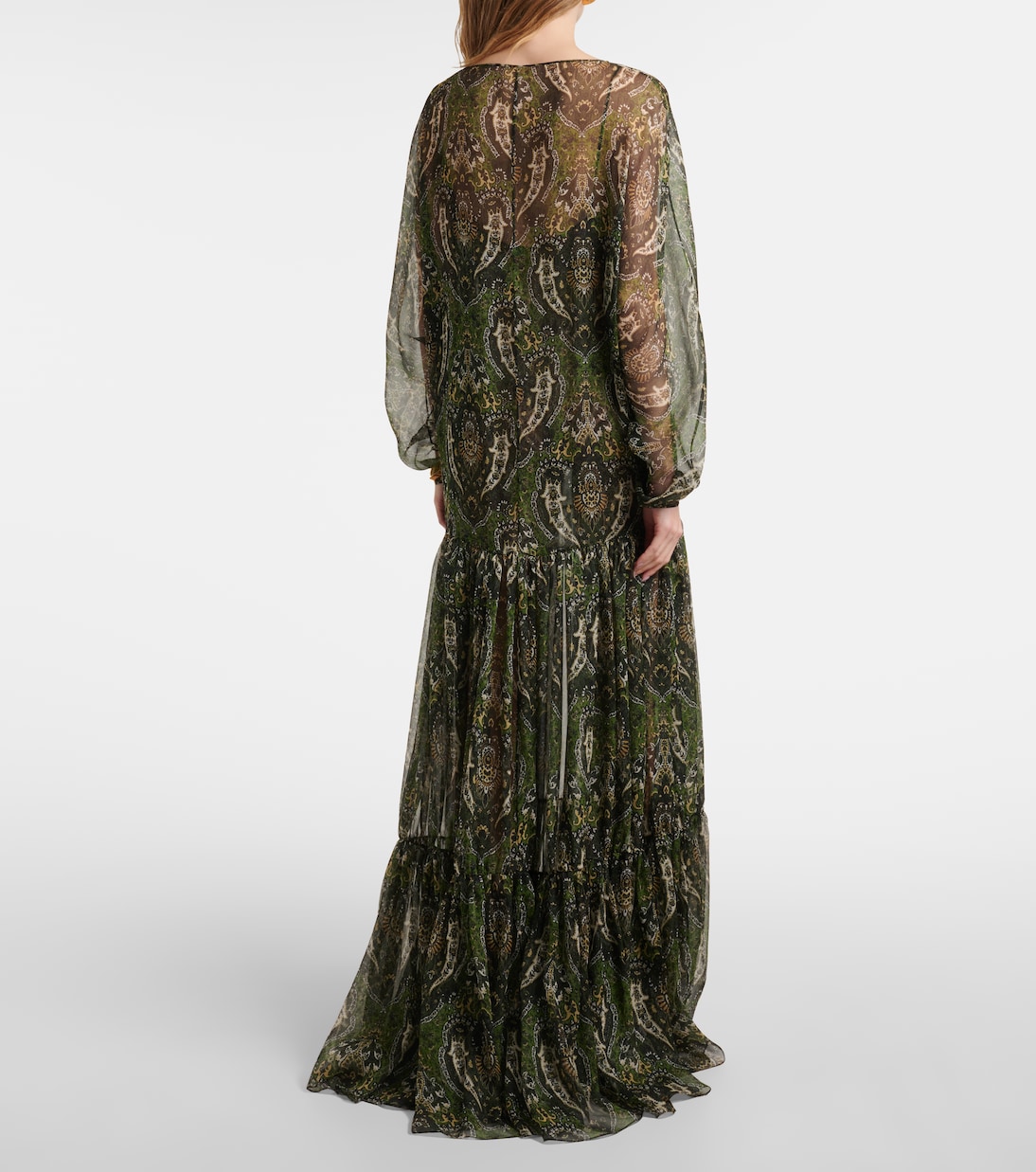Paisley silk crépon maxi dress | Saint Laurent