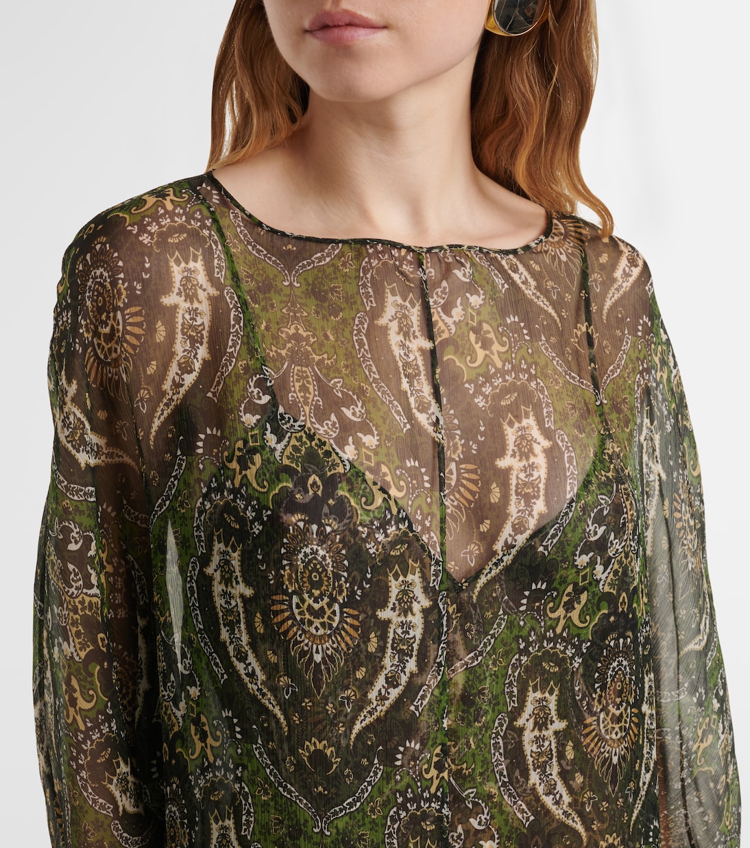 Paisley silk crépon maxi dress | Saint Laurent