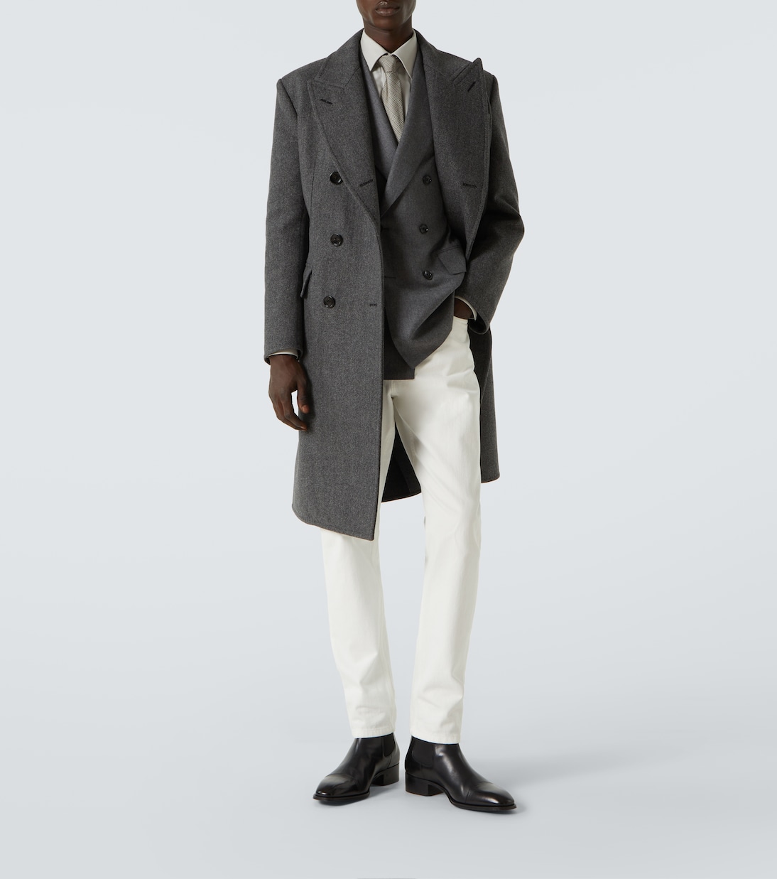 Double-breasted virgin wool twill coat | Tom Ford