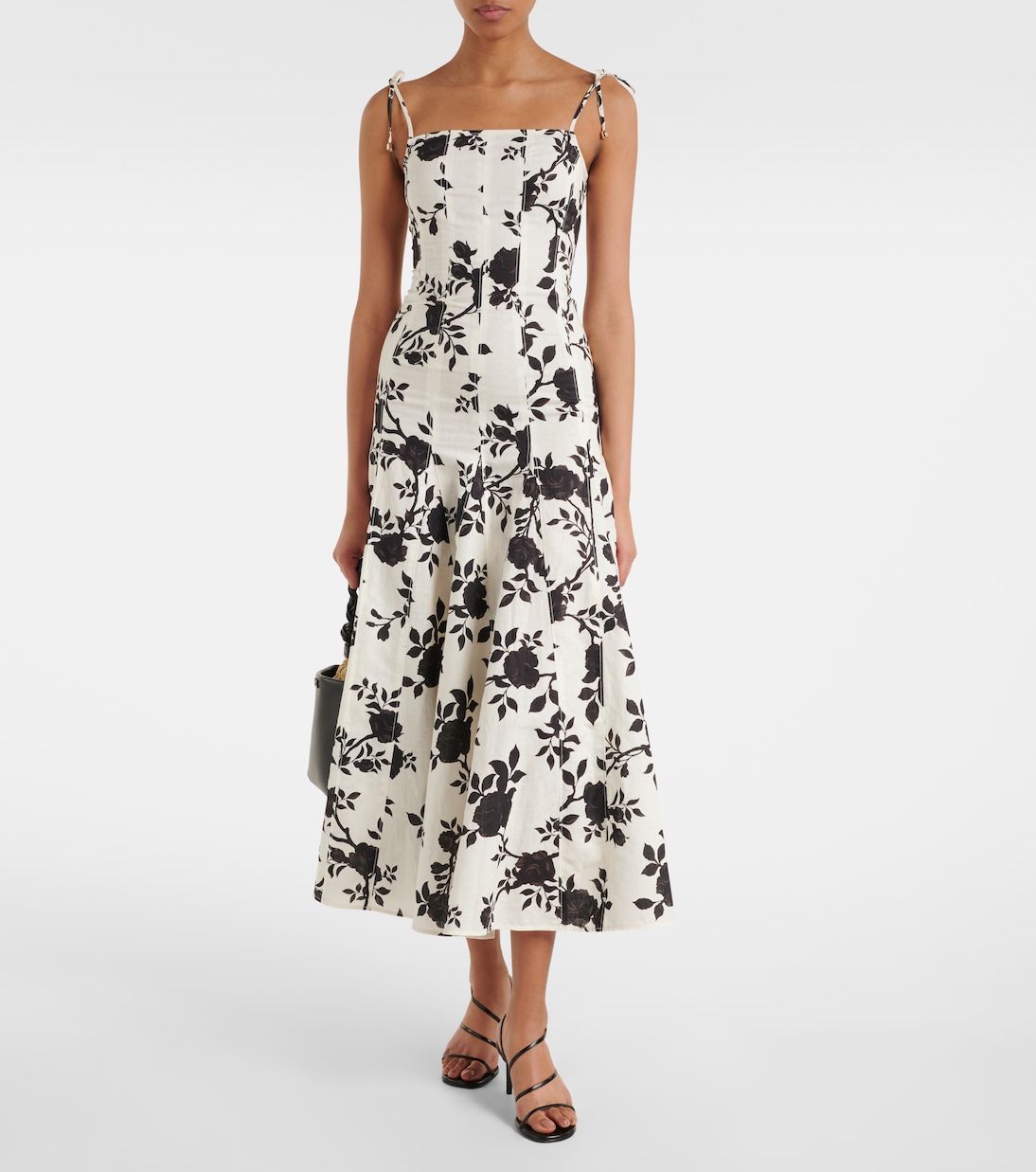 Midikleid aus Leinen und Baumwolle | Self-Portrait