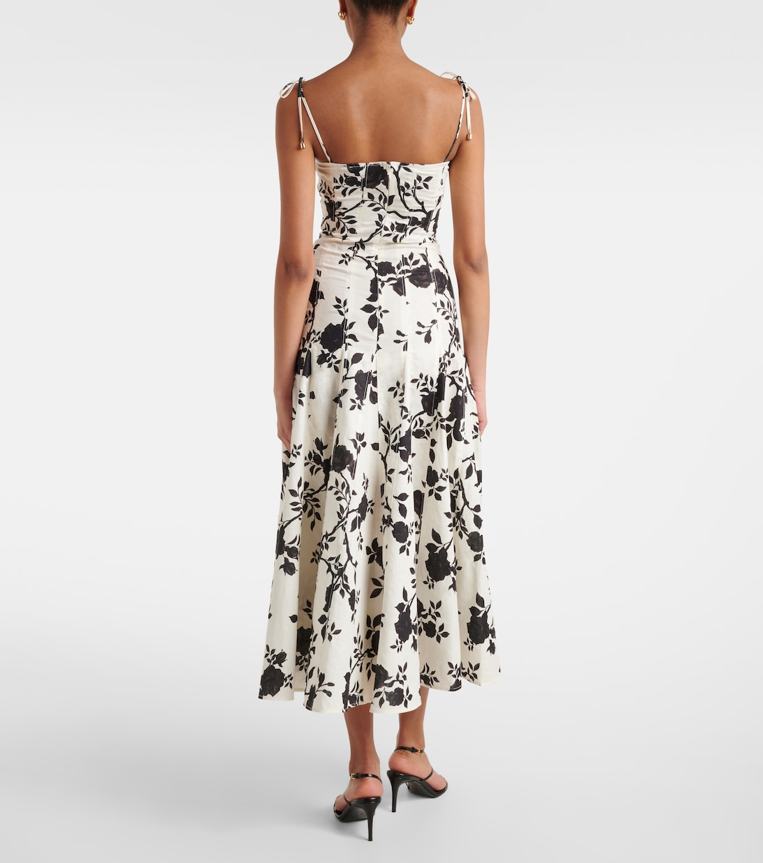 Midikleid aus Leinen und Baumwolle | Self-Portrait