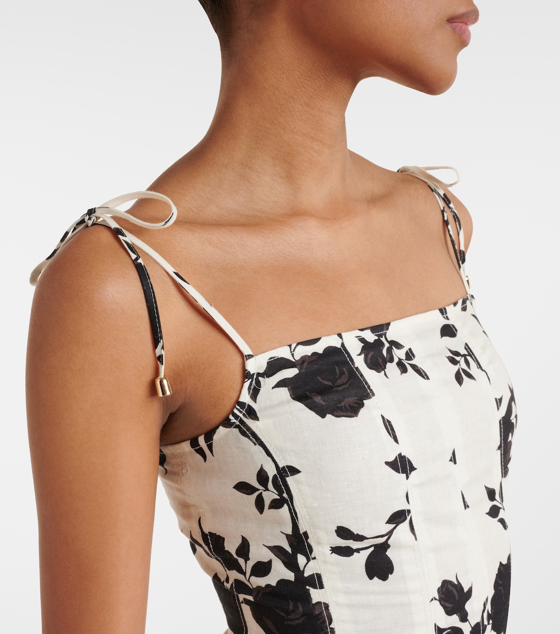 Midikleid aus Leinen und Baumwolle | Self-Portrait