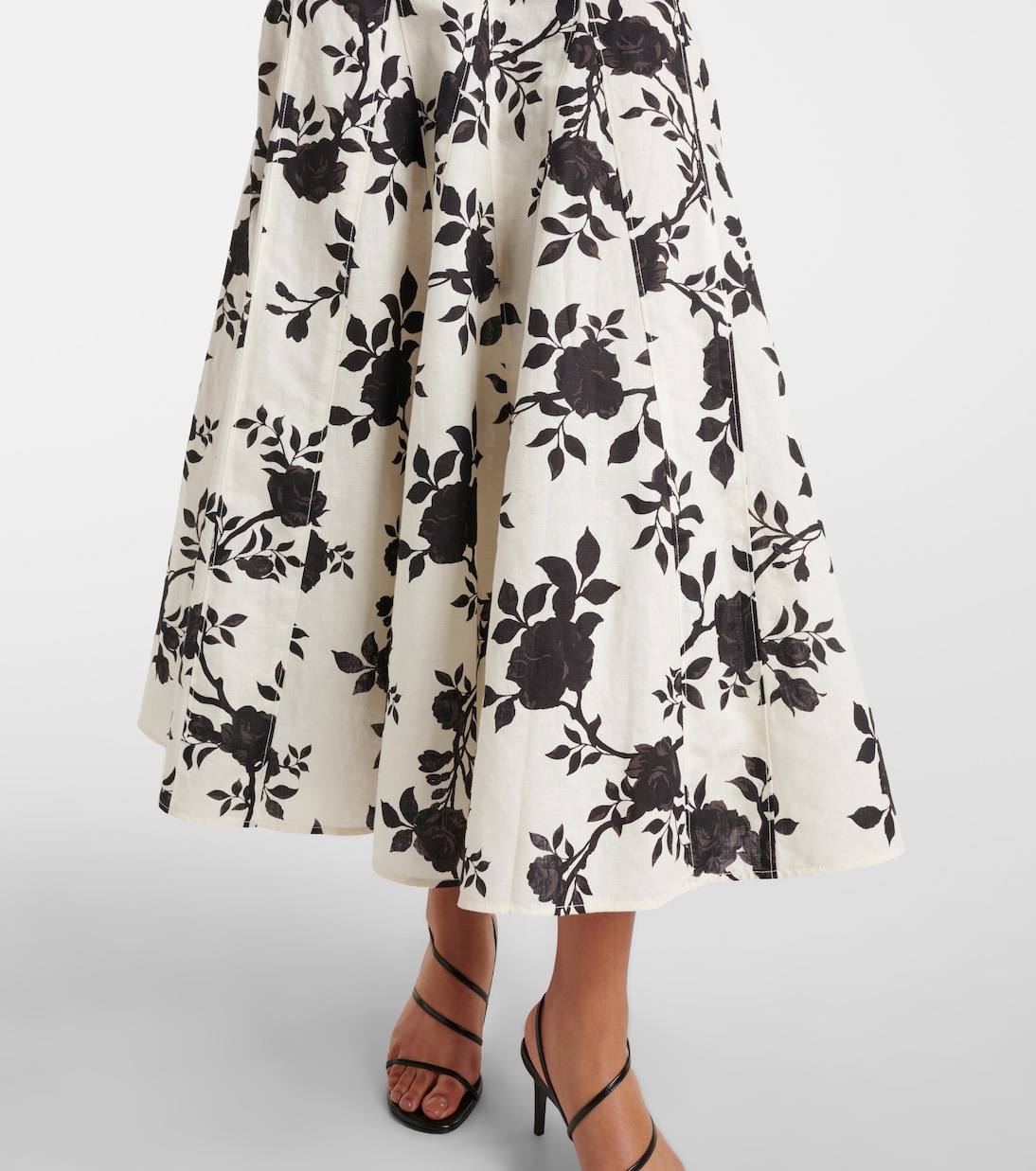 Midikleid aus Leinen und Baumwolle | Self-Portrait