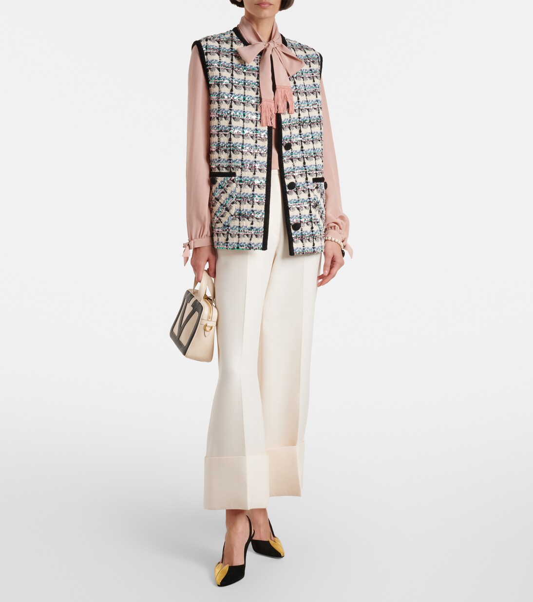 Weste Mossi aus Tweed mit Pailletten | Valentino