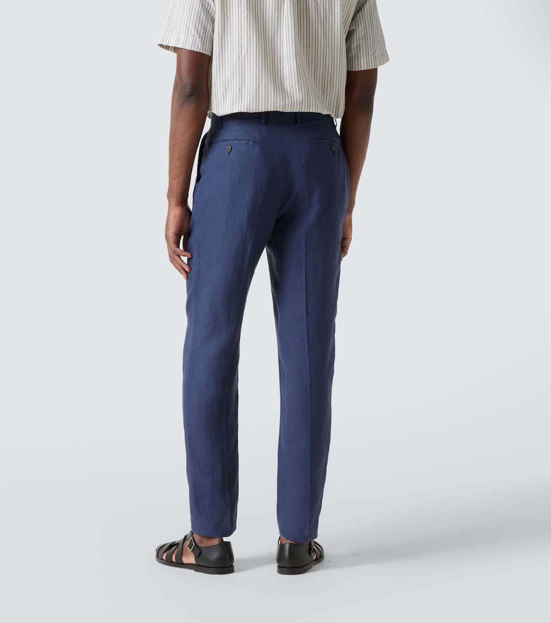 Pleated linen straight pants | Sunspel