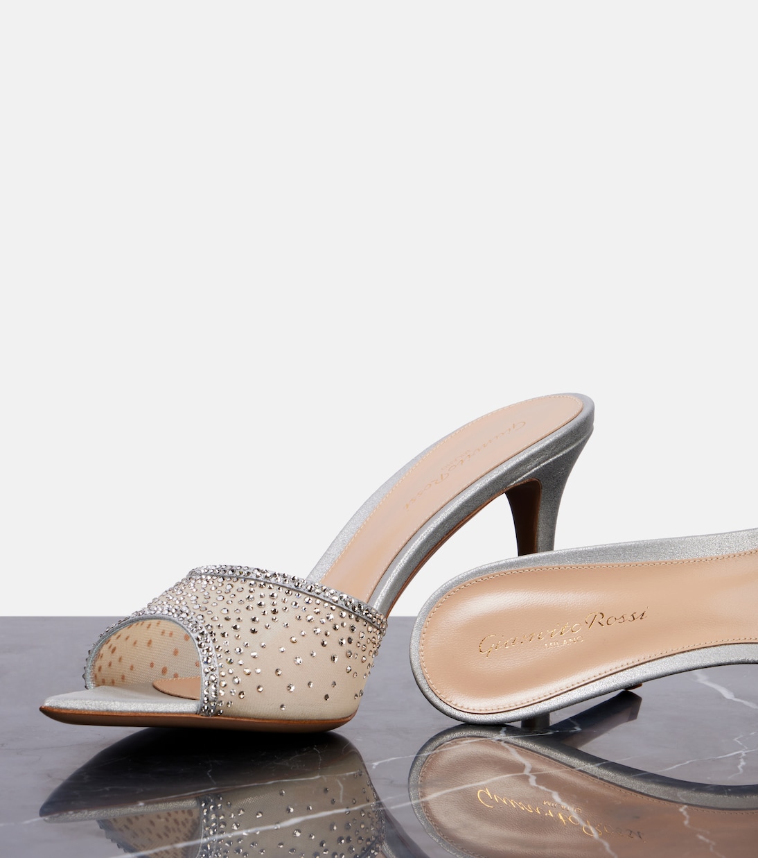 Pantoletten Rania 85 mit Kristallen | Gianvito Rossi