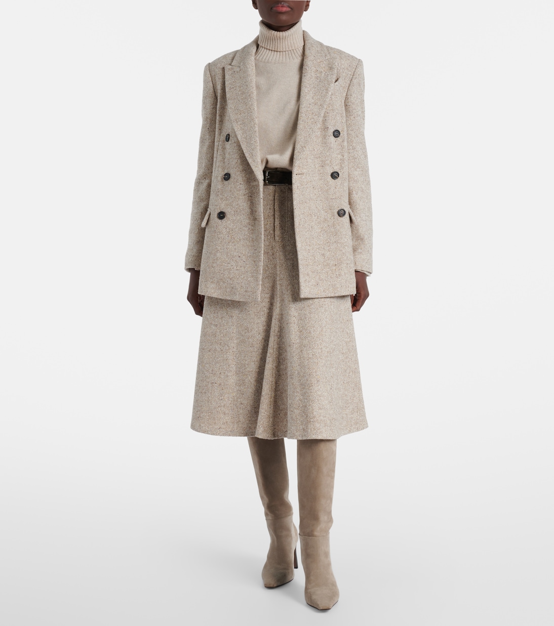 Double-breasted wool and silk-blend blazer | Brunello Cucinelli