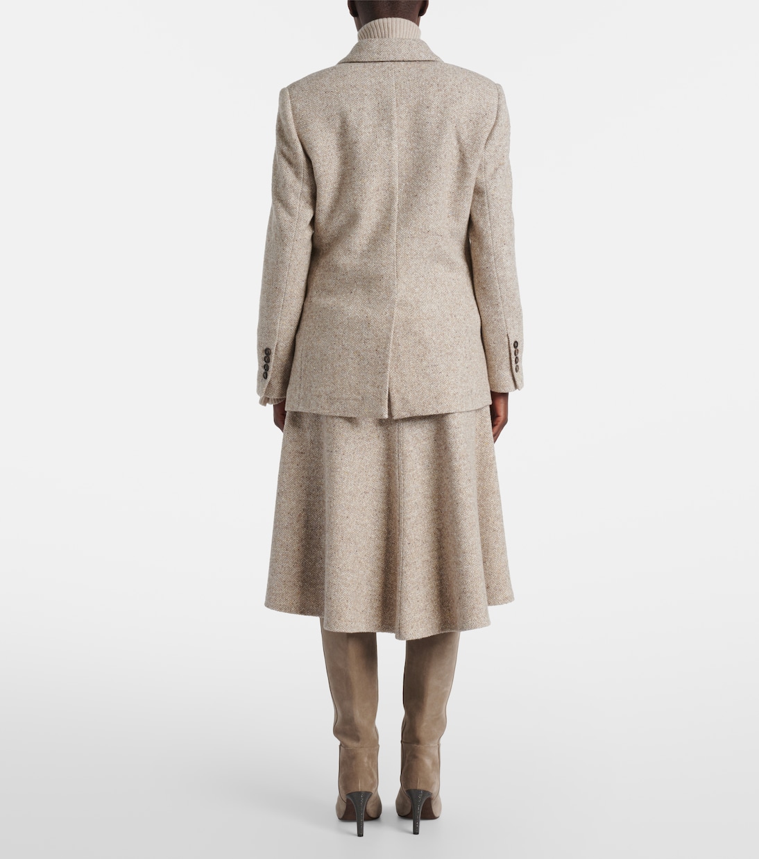 Double-breasted wool and silk-blend blazer | Brunello Cucinelli