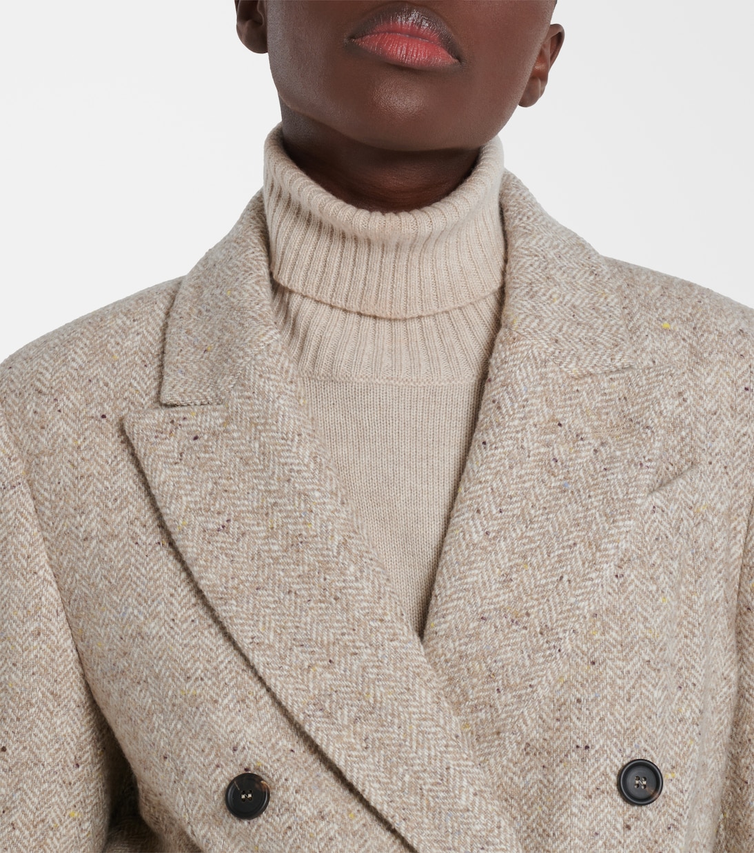 Double-breasted wool and silk-blend blazer | Brunello Cucinelli