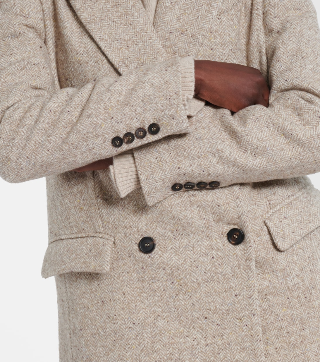 Double-breasted wool and silk-blend blazer | Brunello Cucinelli