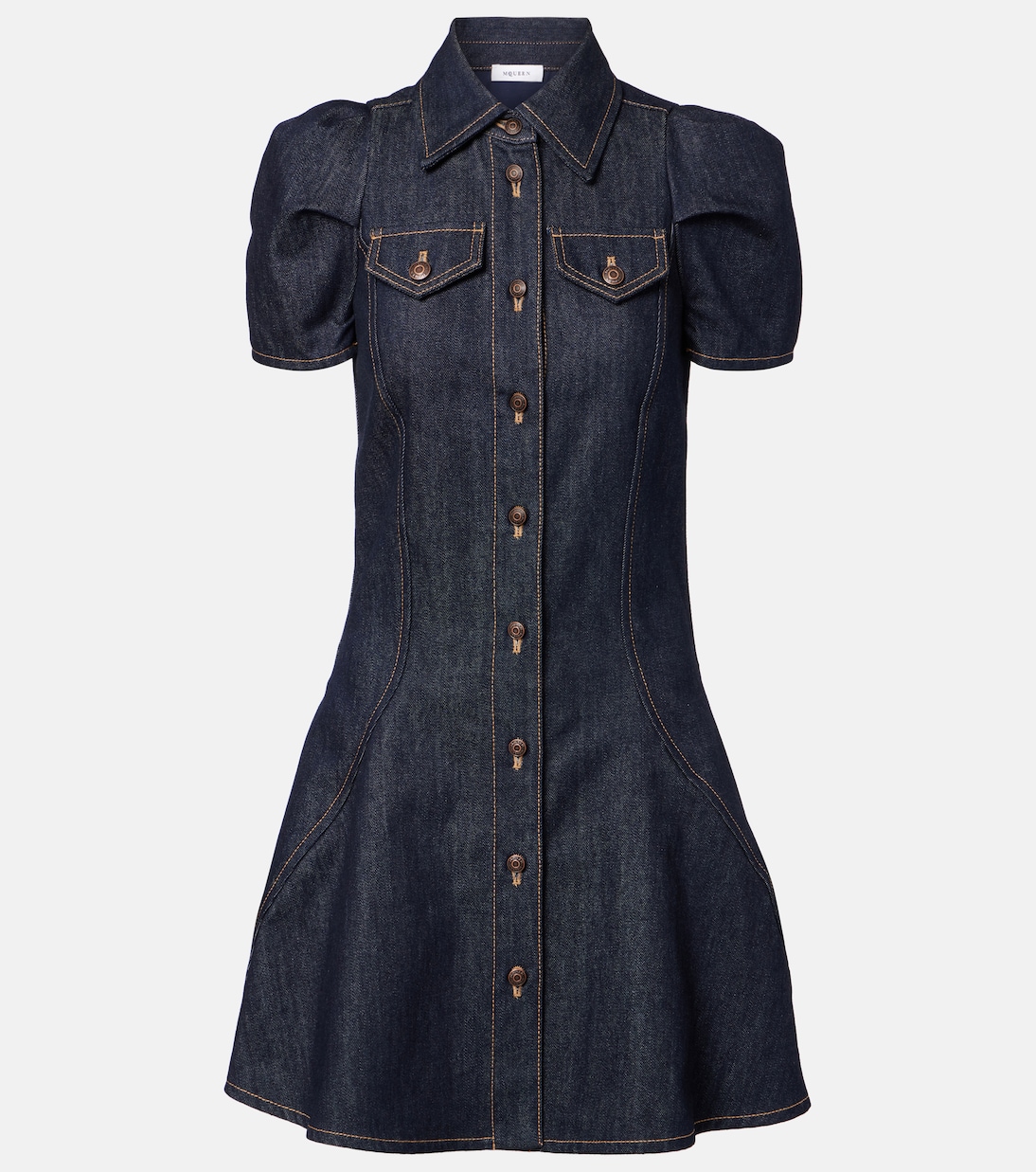 Puff-sleeve denim minidress | McQueen
