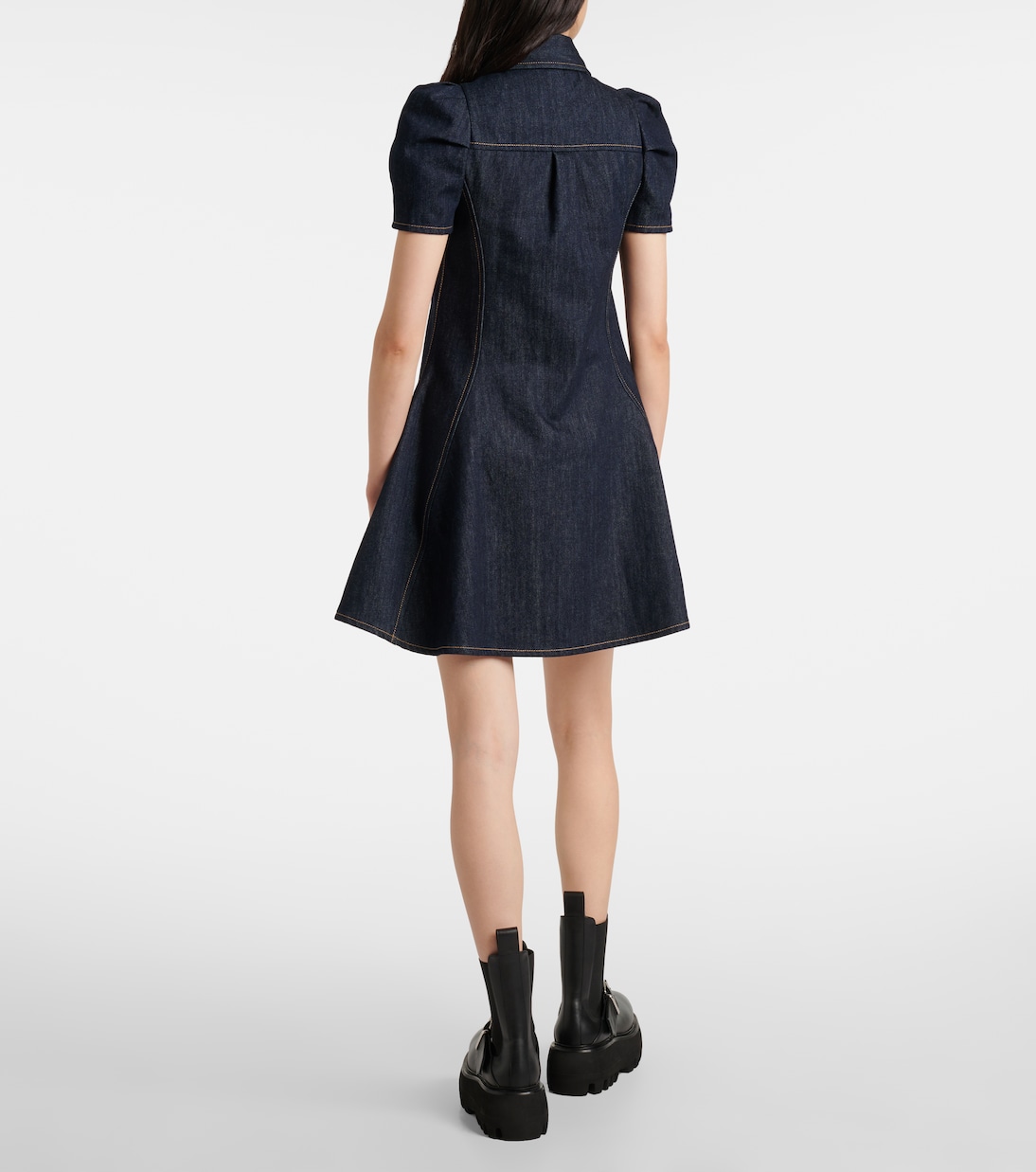 Puff-sleeve denim minidress | McQueen