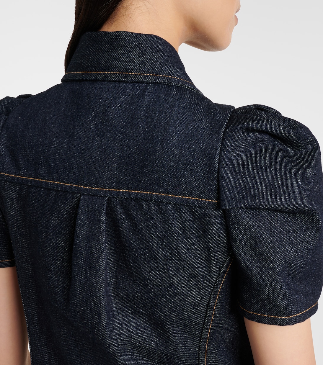 Puff-sleeve denim minidress | McQueen