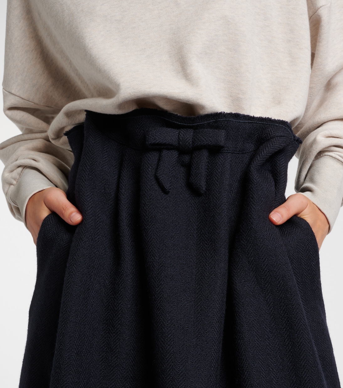 Chevron pleated virgin wool midi skirt | Prada