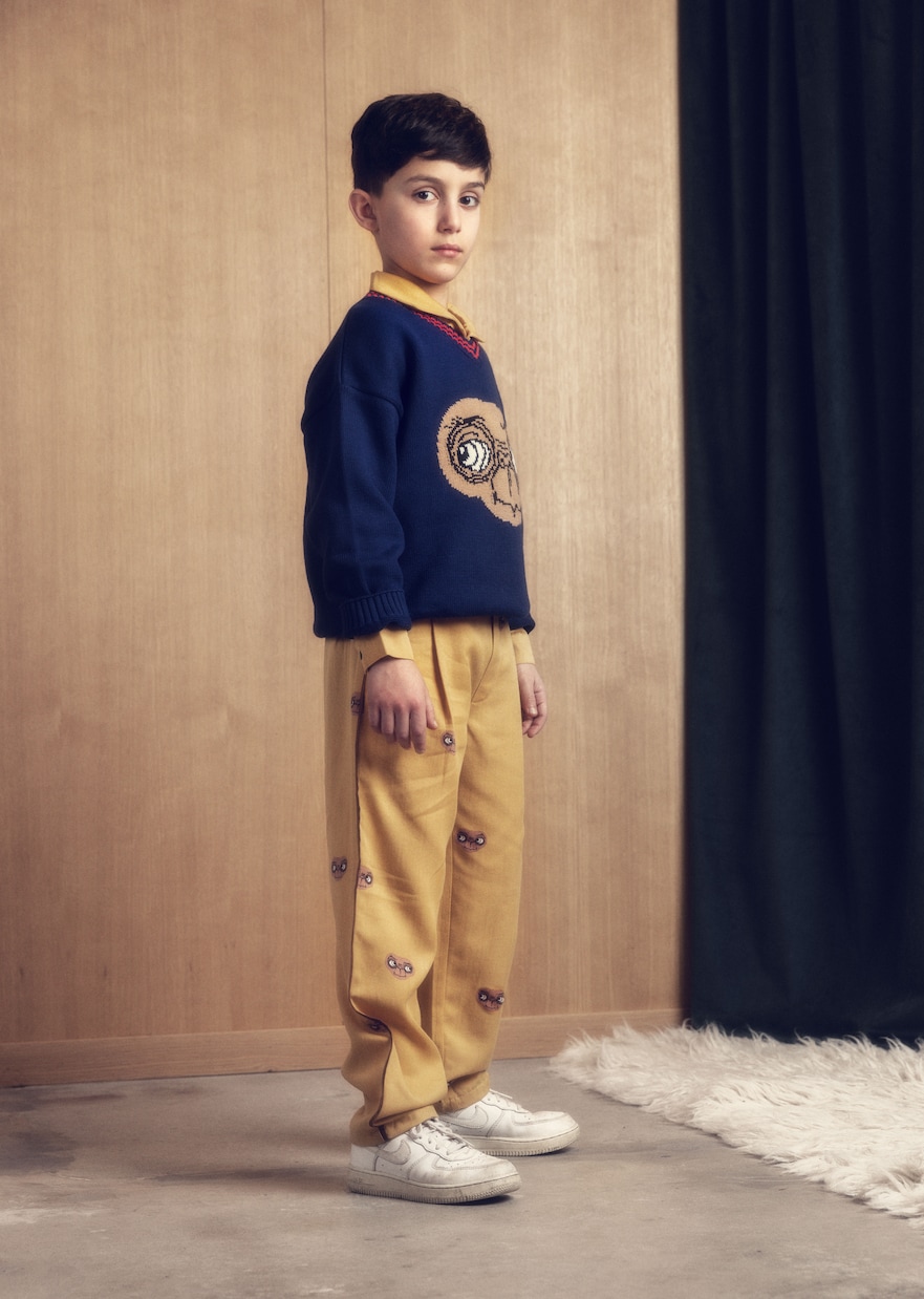 x E.T. intarsia cotton sweater | Mini Rodini