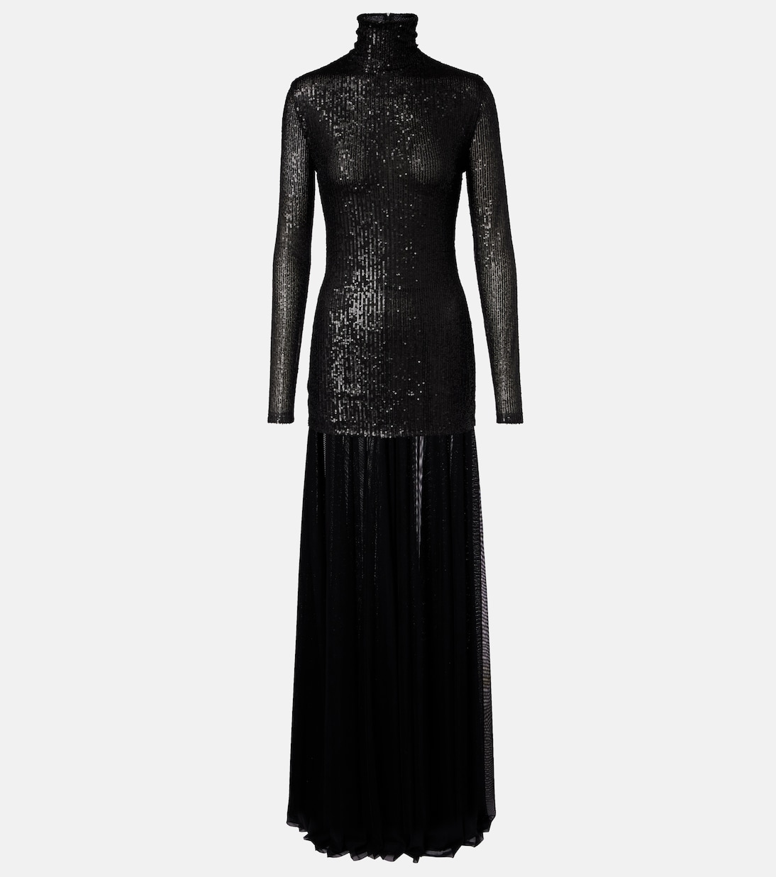 Sequined mesh turtleneck gown | Norma Kamali