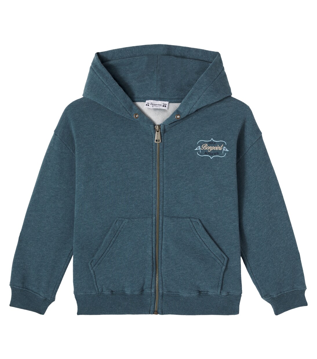 Logo cotton jersey zip-up hoodie | Bonpoint