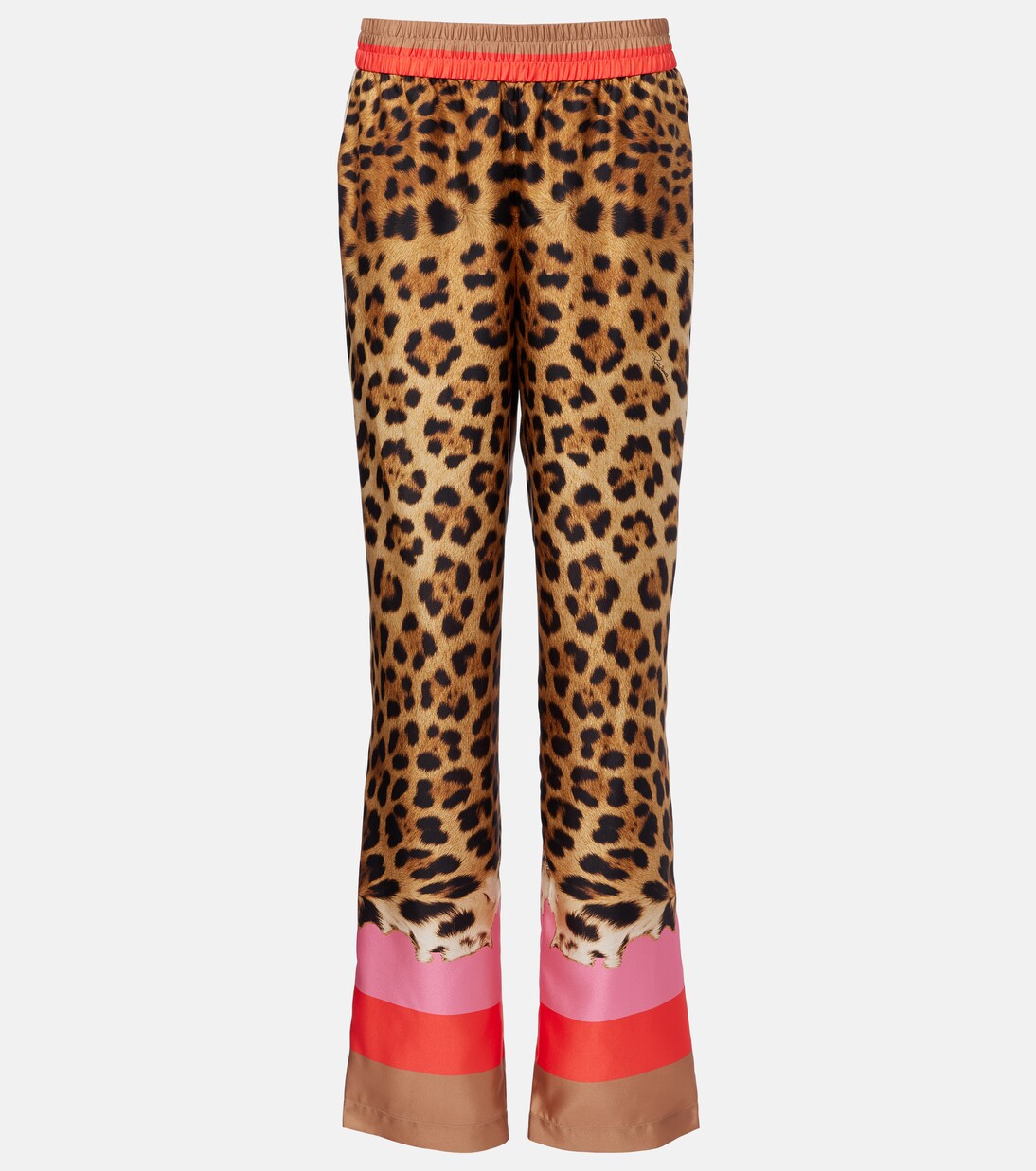 Leopard-print silk straight pants | Roberto Cavalli