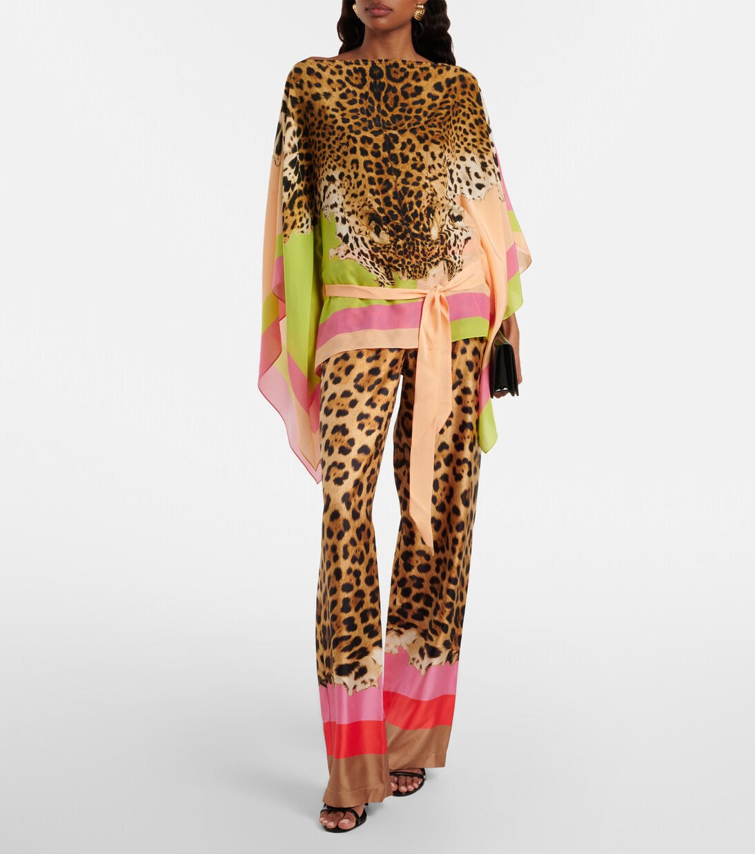 Leopard-print silk straight pants | Roberto Cavalli