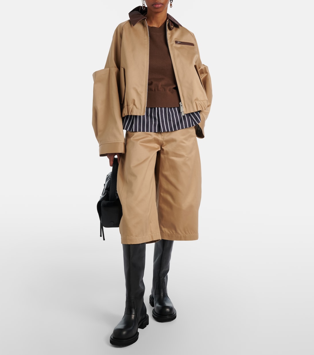 Belted cropped cotton barrel-leg pants | Sacai