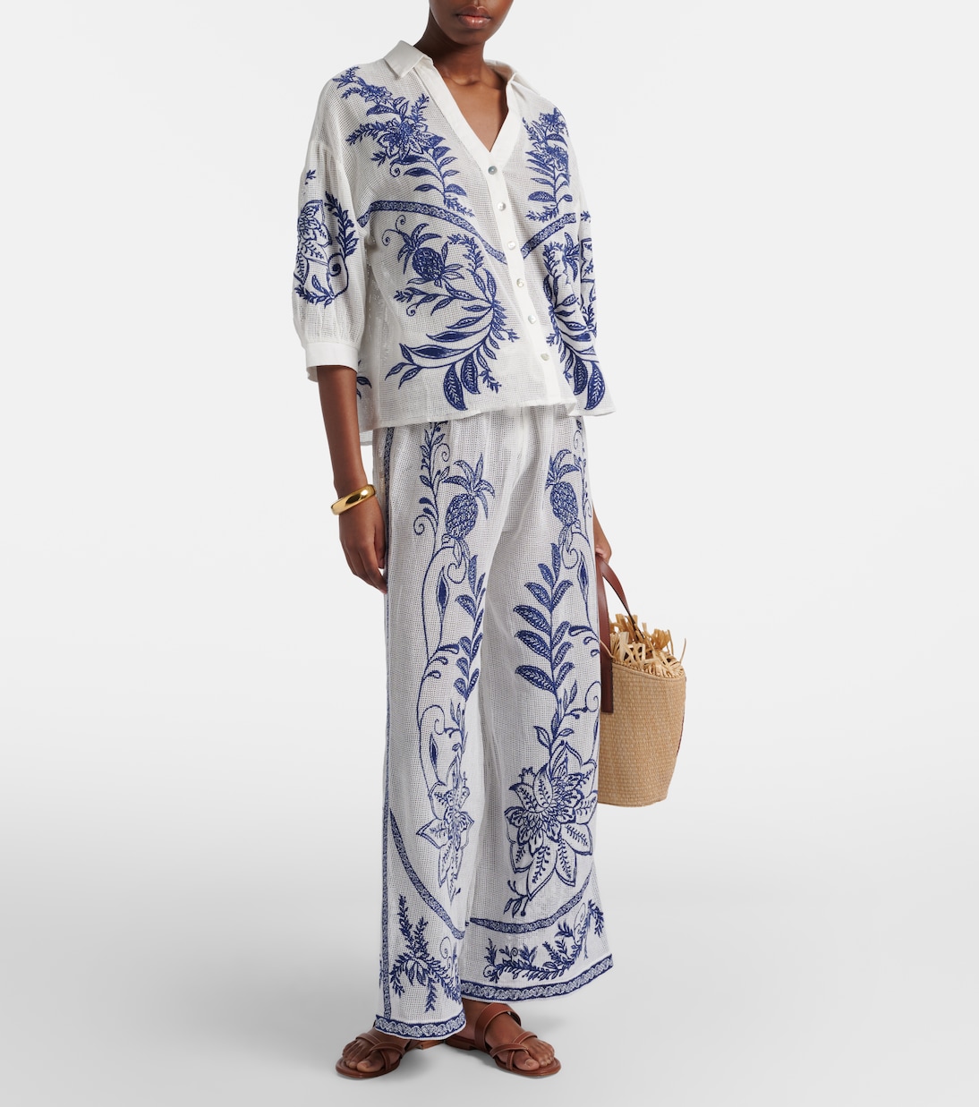 Pantalon Nina en coton brodé | Farm Rio