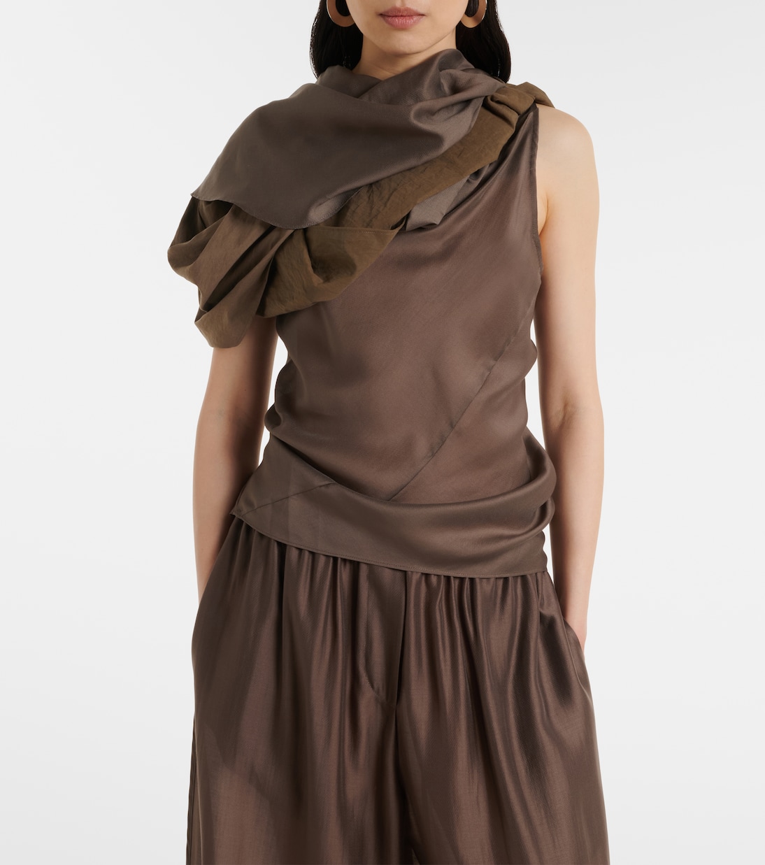 One-shoulder satin top | Entire Studios