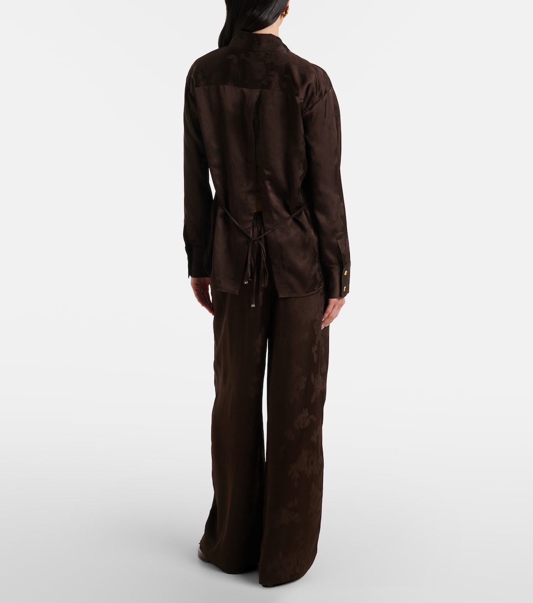 새틴 자카드 와이드 팬츠 | Ganni