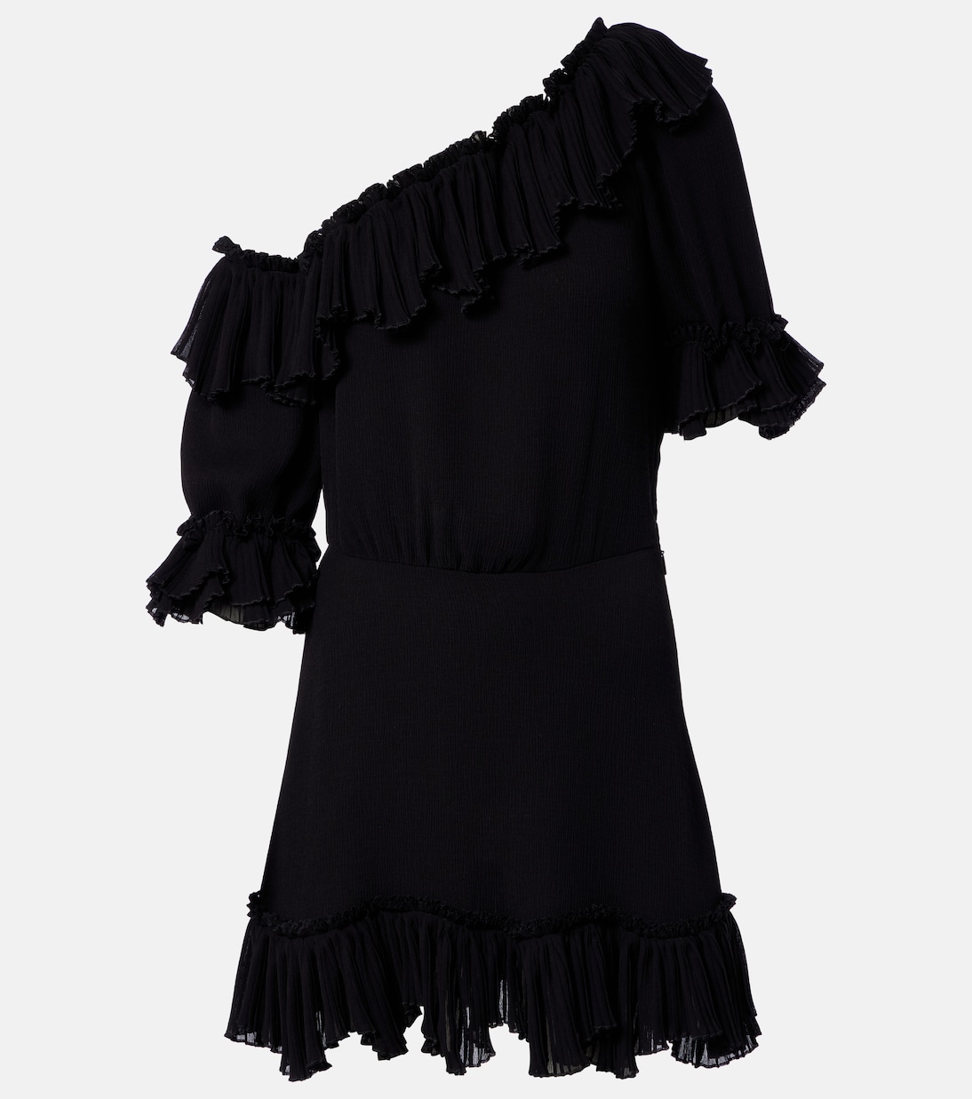 Ruffled silk crepon minidress | Saint Laurent
