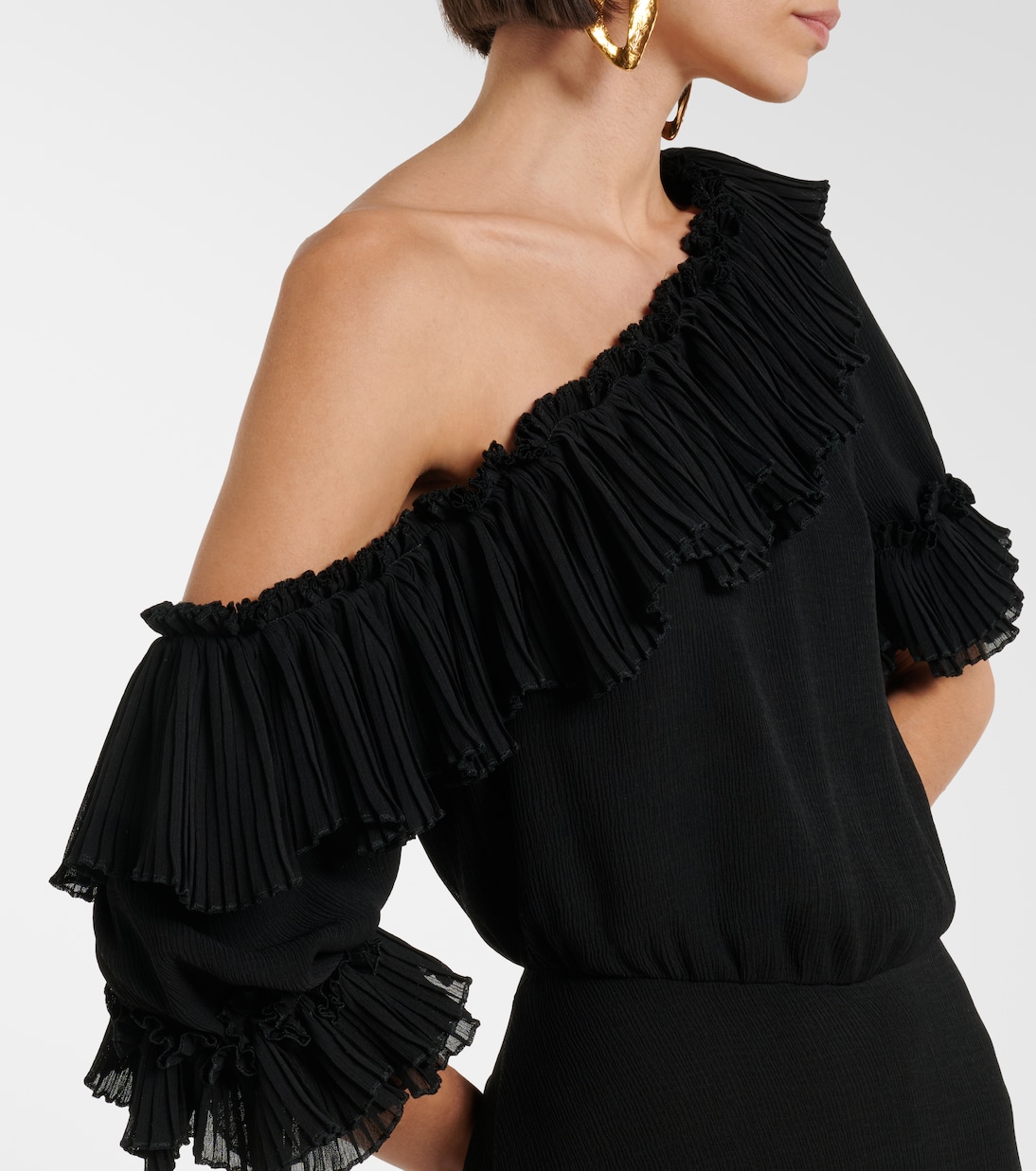 Ruffled silk crepon minidress | Saint Laurent