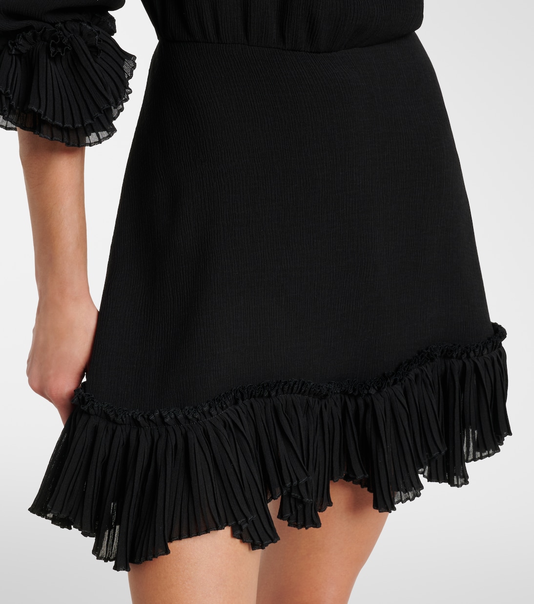 Ruffled silk crepon minidress | Saint Laurent