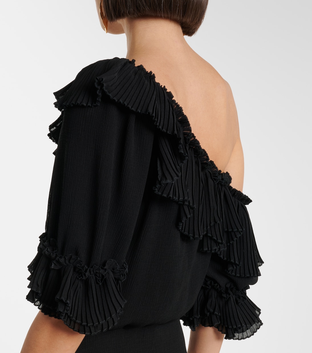 Ruffled silk crepon minidress | Saint Laurent