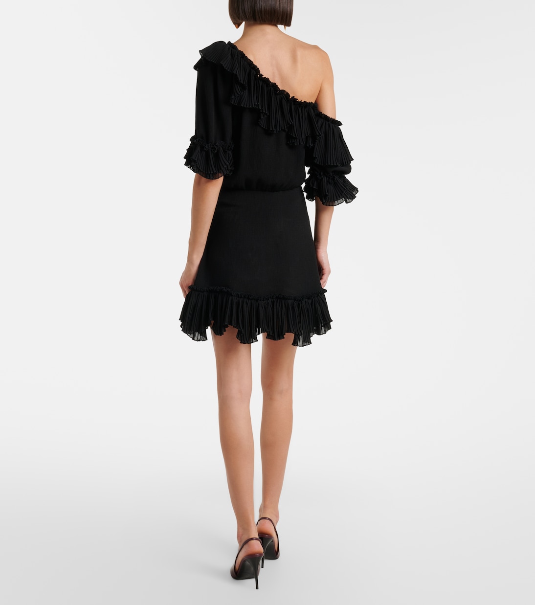 Ruffled silk crepon minidress | Saint Laurent