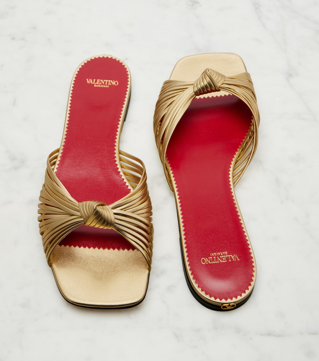 Annet metallic leather slides | Valentino Garavani