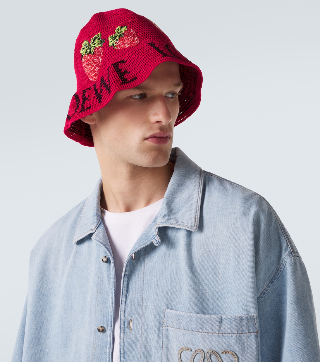 Strawberry beaded bucket hat in red - Loewe | Mytheresa
