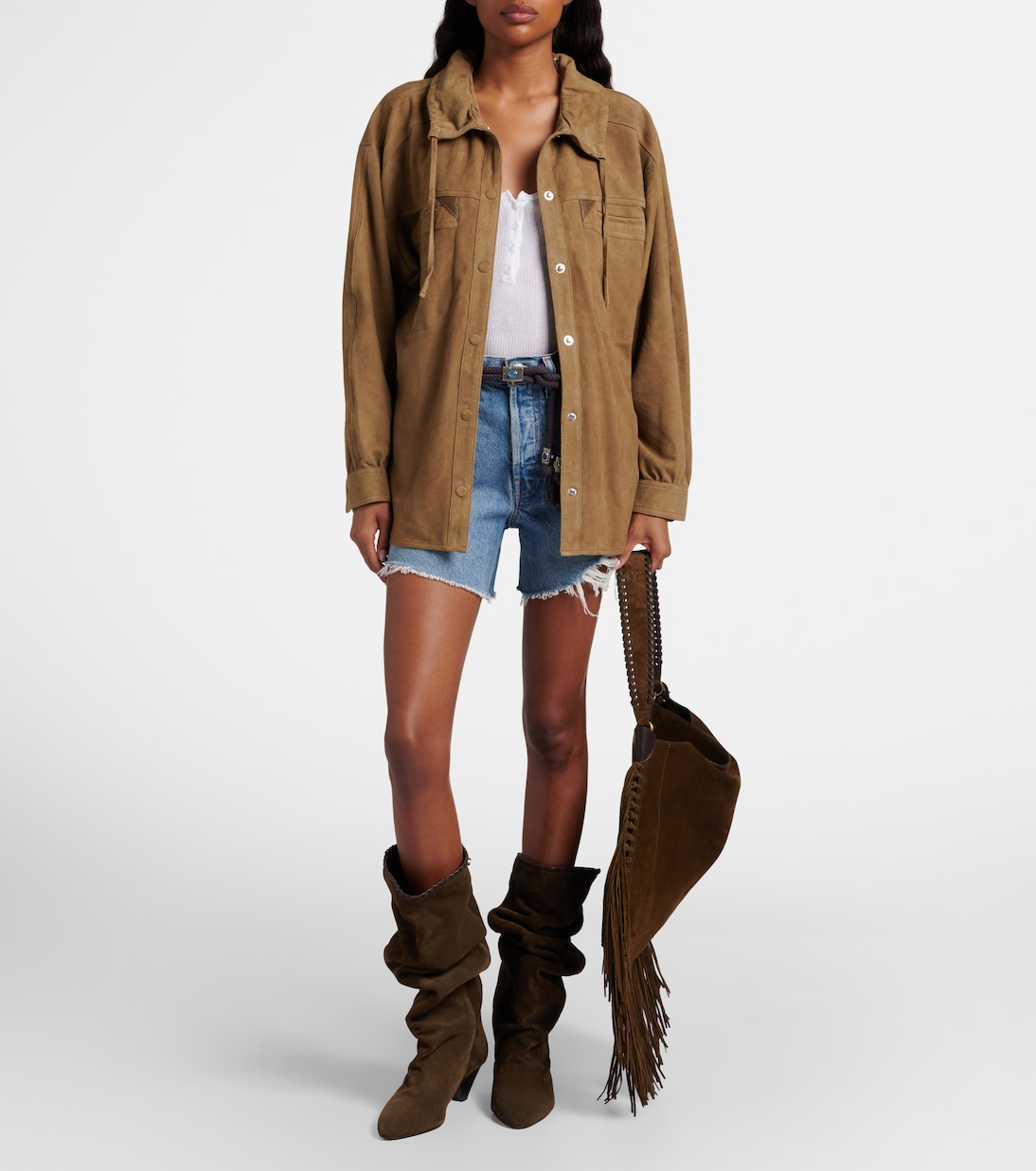 Parker Long distressed denim shorts | Agolde