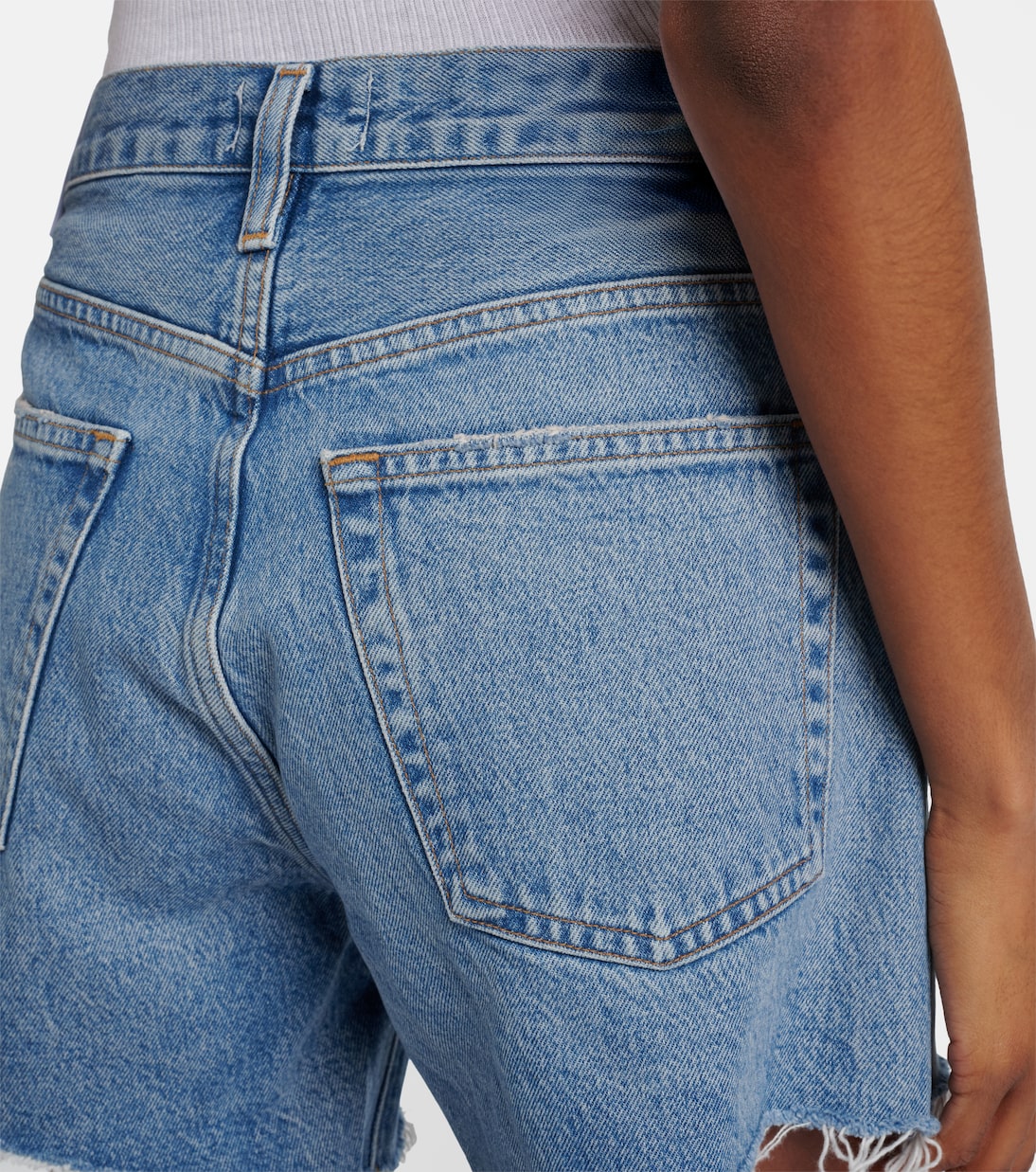 Parker Long distressed denim shorts | Agolde