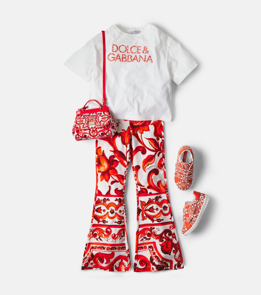 Bedruckte Schlaghose aus Jersey | Dolce&Gabbana Kids