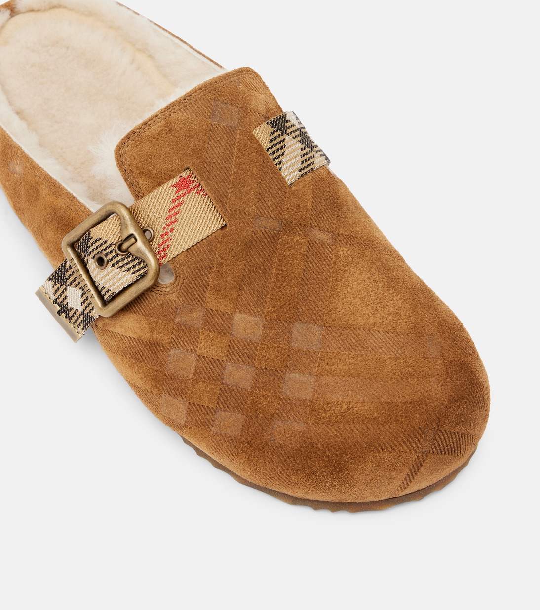 قبقاب من الجلد السويدي مبطن بالشيرلينغ Urchin | Burberry