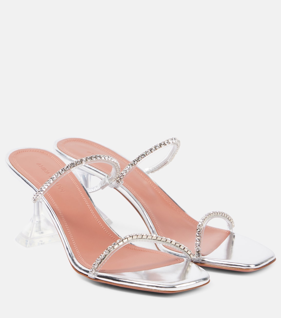 Verzierte Sandalen Gilda mit Metallic-Leder | Amina Muaddi