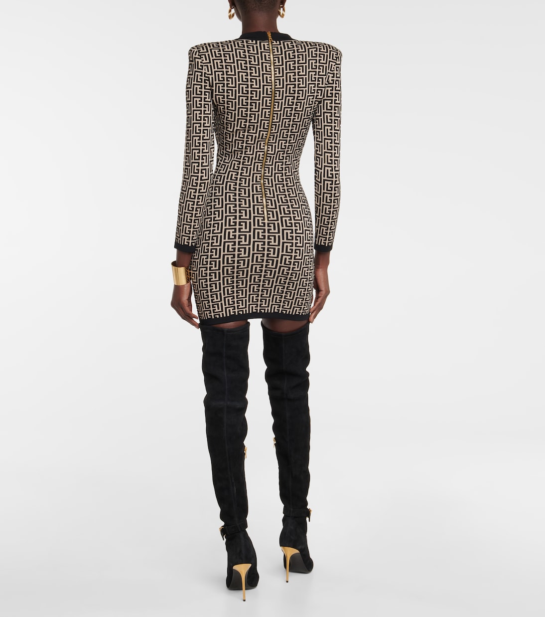 Monogram wool-blend knit minidress | Balmain