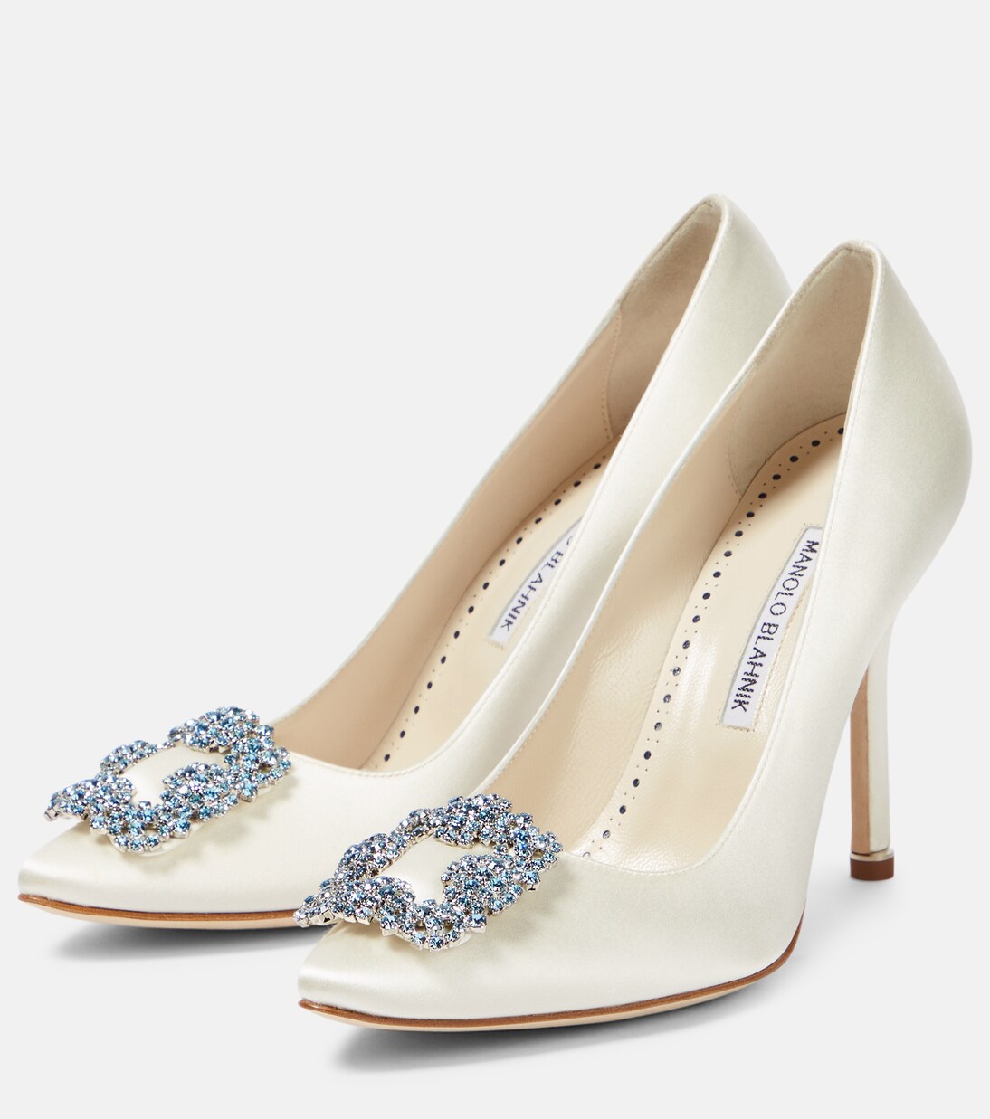Bridal Hangisi 105 embellished satin pumps | Manolo Blahnik