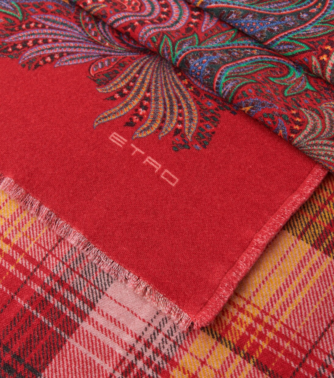 Paisley and checked wool throw | Etro