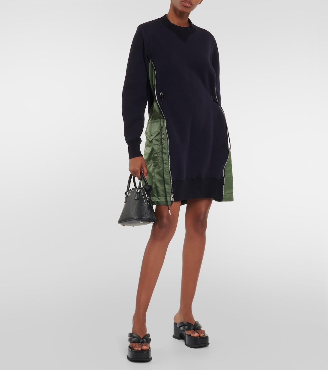 Miniabito in cotone con tessuto tecnico | Sacai