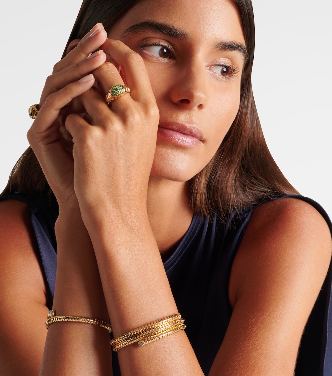 Ring Timo aus 18kt Gelbgold mit Diamanten und Tsavorit | Marina B