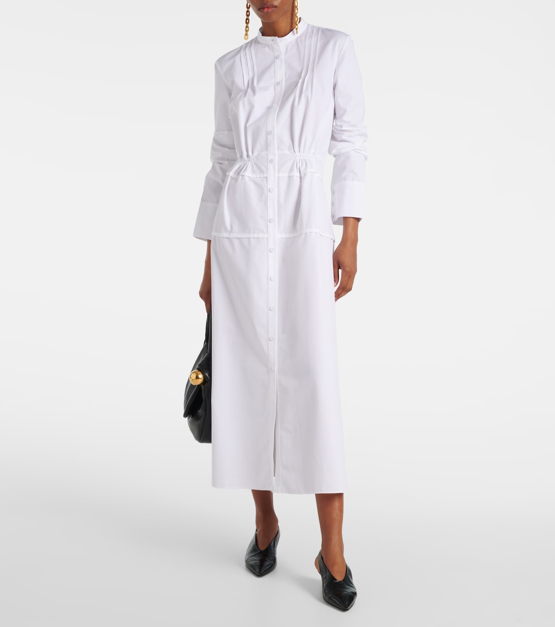 Pleated cotton shirt dress | Jil Sander