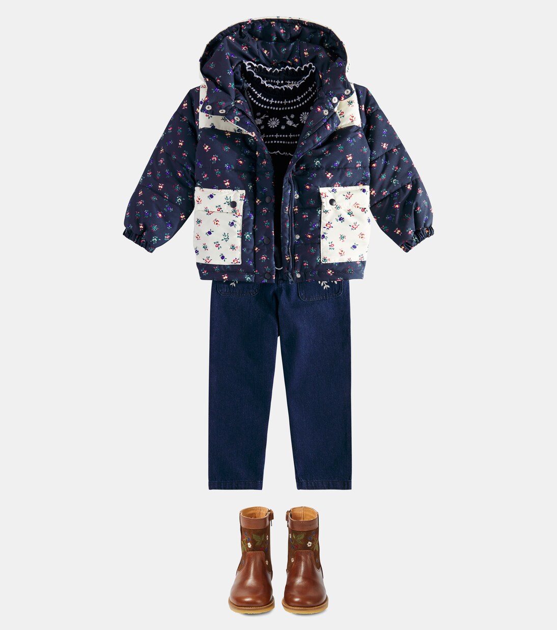 Heaven floral patchwork puffer jacket | The New Society