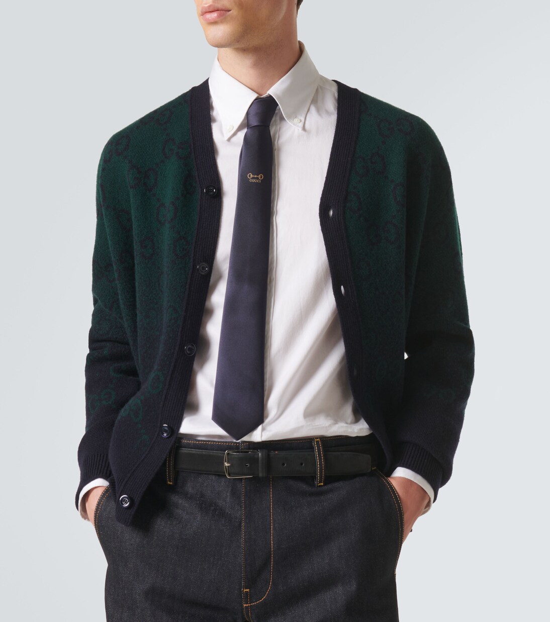 Cravatta Horsebit in jacquard di seta  | Gucci