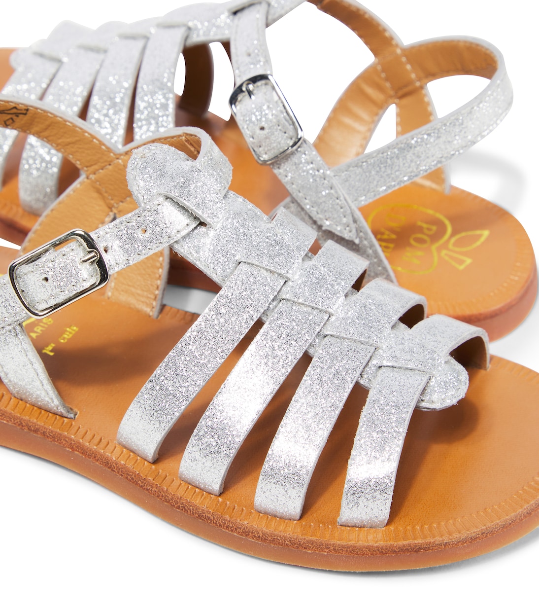 Sandalen Plagette aus Metallic-Leder | Pom d'Api